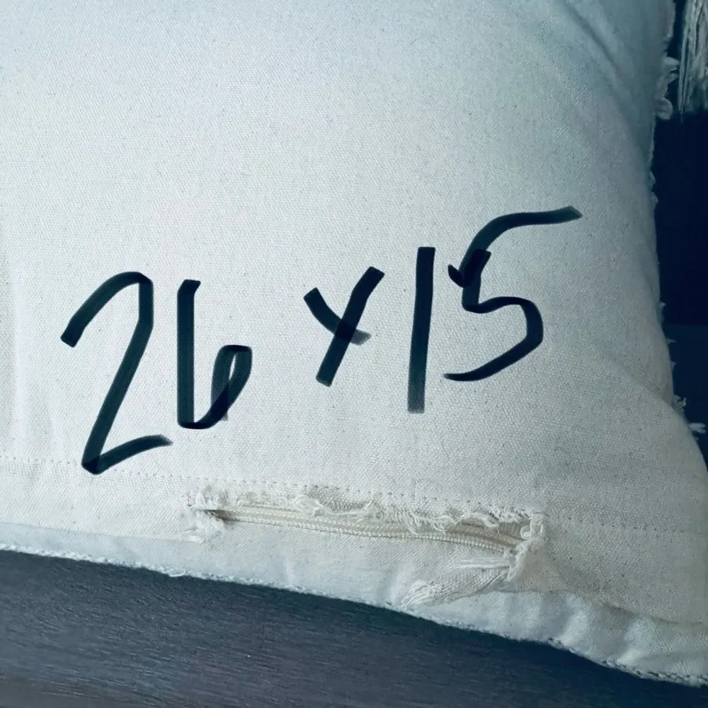 Boho Cream Gray Tassel Modern Farmhouse Rectangular Throw Pillow